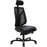 SERATI HIGH MESH BACK CHAIR PROCONTROL SYNCHRO 2D HEADREST NO ARMS BLACK ALUMINIUM BASE FOOTPLATES GABRIEL FIGHTER BLACK FABRIC