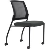 URBIN 4 LEG MESH BACK CHAIR CASTORS BLACK FRAME SLATE SEAT