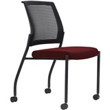 URBIN 4 LEG MESH BACK CHAIR CASTORS BLACK FRAME SCARLET SEAT