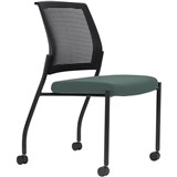 URBIN 4 LEG MESH BACK CHAIR CASTORS BLACK FRAME TEAL SEAT