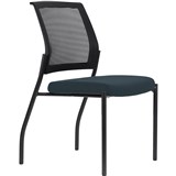 URBIN 4 LEG MESH BACK CHAIR GLIDES BLACK FRAME DENIM SEAT