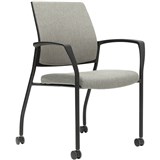 URBIN 4 LEG ARMCHAIR CASTORS BLACK FRAME ICE SEAT AND INNER BACK