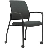URBIN 4 LEG ARMCHAIR CASTORS BLACK FRAME SLATE SEAT AND INNER BACK
