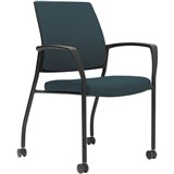 URBIN 4 LEG ARMCHAIR CASTORS BLACK FRAME DENIM SEAT AND INNER BACK