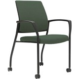 URBIN 4 LEG ARMCHAIR CASTORS BLACK FRAME FOREST SEAT AND INNER BACK