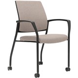 URBIN 4 LEG ARMCHAIR CASTORS BLACK FRAME PETAL SEAT AND INNER BACK