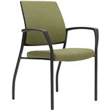 URBIN 4 LEG ARMCHAIR GLIDES BLACK FRAME APPLE SEAT AND INNER BACK