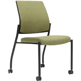 URBIN 4 LEG CHAIR CASTORS BLACK FRAME APPLE SEAT INNER AND OUTER BACK