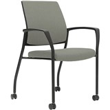 URBIN 4 LEG ARMCHAIR CASTOR BLACK FRAME GRAVITY STEEL SEAT INNER AND OUTER BACK