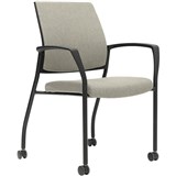 URBIN 4 LEG ARMCHAIR CASTOR BLACK FRAME GRAVITY SAND SEAT INNER AND OUTER BACK