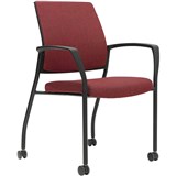 URBIN 4 LEG ARMCHAIR CASTOR BLACK FRAME GRAVITY POMEGRANITE SEAT INNER AND OUTER BACK