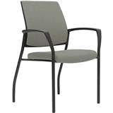 URBIN 4 LEG ARMCHAIR GLIDES BLACK FRAME GRAVITY STEEL FABRIC SEAT INNER AND OUTER BACK