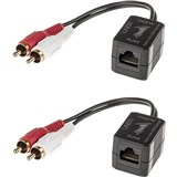 LINDY 70460 CAT5CAT6 100M RCA STEREO AUDIO EXTENDER PACK 2 BLACK
