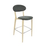DURAFURN ATLANTA BARSTOOL NARROW BACKREST OAK FRAMEDARK GREY FABRIC SEAT AND BACKREST