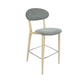 DURAFURN ATLANTA BARSTOOL NARROW BACKREST OAK FRAMEGREY FABRIC SEAT AND BACKREST
