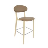 DURAFURN ATLANTA BARSTOOL NARROW BACKREST OAK FRAMETAUPE VINYL SEAT AND BACKREST