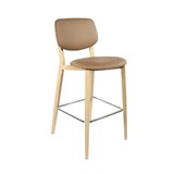 DURAFURN ATLANTA BARSTOOL LARGE BACKREST OAK FRAMETAUPE VINYL SEAT AND BACKREST