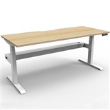 RAPIDLINE BOOST PLUS HEIGHT ADJUSTABLE SINGLE SIDED WORKSTATION WITH CABLE TRAY 1500 X 750MM NATURAL OAK TOP  WHITE FRAME