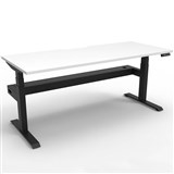 RAPIDLINE BOOST PLUS HEIGHT ADJUSTABLE SINGLE SIDED WORKSTATION WITH CABLE TRAY 1800 X 750MM NATURAL WHITE TOP  BLACK FRAME