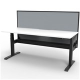 RAPIDLINE BOOST PLUS HEIGHT ADJUSTABLE SINGLE SIDED WORKSTATION WITH SCREEN  CABLE TRAY 1800 X 750MM NATURAL WHITE TOP  BLACK FRAME  GREY SCREEN