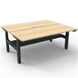 RAPIDLINE BOOST PLUS HEIGHT ADJUSTABLE DOUBLE SIDED WORKSTATION WITH CABLE TRAY 1500 X 750MM NATURAL OAK TOP  BLACK FRAME