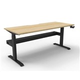 RAPIDLINE BOOST CRANK SINGLE SIDED WORKSTATION WITH CABLE TRAY 1200 X 750 D X 705MM NATURAL OAK TOP AND BLACK SATIN FRAME