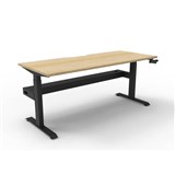 RAPIDLINE BOOST CRANK SINGLE SIDED WORKSTATION WITH CABLE TRAY 1500 X 750 X 705MM NATURAL OAK TOP AND BLACK SATIN FRAME