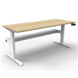 RAPIDLINE BOOST CRANK SINGLE SIDED WORKSTATION WITH CABLE TRAY 1500 X 750 X 705MM NATURAL OAK TOP AND WHITE SATIN FRAME