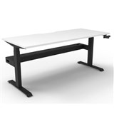 RAPIDLINE BOOST CRANK SINGLE SIDED WORKSTATION WITH CABLE TRAY 1500 X 750 X 705MM NATURAL WHITE TOP AND BLACK SATIN FRAME