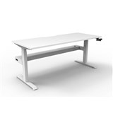 RAPIDLINE BOOST CRANK SINGLE SIDED WORKSTATION WITH CABLE TRAY 1500 X 750 X 705MM NATURAL WHITE TOP AND WHITE SATIN FRAME