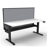 RAPIDLINE BOOST CRANK SINGLE SIDED WORKSTATION WITH CABLE TRAY AND SCREEN 1200 X 750 X 705MM NATURAL WHITE TOP AND BLACK SATIN FRAME