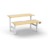 RAPIDLINE BOOST CRANK BACK TO BACK WORKSTATION 1500 X 1500 X 705MM NATURAL OAK TOP AND WHITE SATIN FRAME
