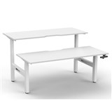 RAPIDLINE BOOST CRANK BACK TO BACK WORKSTATION 1500 X 1500 X 705MM NATURAL WHITE TOP AND WHITE SATIN FRAME