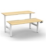 RAPIDLINE BOOST CRANK BACK TO BACK WORKSTATION 1800 X 1500 X 705MM NATURAL OAK TOP AND WHITE SATIN FRAME