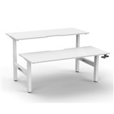 RAPIDLINE BOOST CRANK BACK TO BACK WORKSTATION 1800 X 1500 X 705MM NATURAL WHITE TOP AND WHITE SATIN FRAME