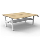 RAPIDLINE BOOST CRANK BACK TO BACK WORKSTATION WITH CABLE TRAY 1500 X 1500 X 705MM NATURAL OAK TOP AND WHITE SATIN FRAME