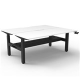 RAPIDLINE BOOST CRANK BACK TO BACK WORKSTATION WITH CABLE TRAY 1500 X 1500 X 705MM NATURAL WHITE TOP AND BLACK SATIN FRAME