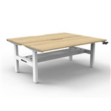 RAPIDLINE BOOST CRANK BACK TO BACK WORKSTATION WITH CABLE TRAY 1800 X 1500 X 705MM NATURAL OAK TOP AND WHITE SATIN FRAME