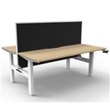 RAPIDLINE BOOST CRANK BACK TO BACK WORKSTATION WITH SCREEN 1200 X 1500 X 705MM NATURAL OAK TOP AND WHITE SATIN FRAME