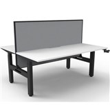 RAPIDLINE BOOST CRANK BACK TO BACK WORKSTATION WITH SCREEN 1200 X 1500 X 705MM NATURAL WHITE TOP AND BLACK SATIN FRAME