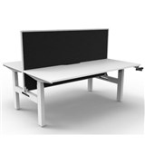 RAPIDLINE BOOST CRANK BACK TO BACK WORKSTATION WITH SCREEN 1200 X 1500 X 705MM NATURAL WHITE TOP AND WHITE SATIN FRAME