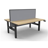 RAPIDLINE BOOST CRANK BACK TO BACK WORKSTATION WITH SCREEN 1500 X 1500 X 705MM NATURAL OAK TOP AND BLACK SATIN FRAME