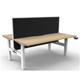 RAPIDLINE BOOST CRANK BACK TO BACK WORKSTATION WITH SCREEN 1500 X 1500 X 705MM NATURAL OAK TOP AND WHITE SATIN FRAME