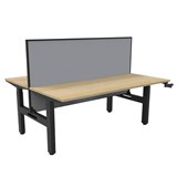 RAPIDLINE BOOST CRANK BACK TO BACK WORKSTATION WITH SCREEN 1800 X 1500 X 705MM NATURAL OAK TOP AND BLACK SATIN FRAME