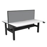 RAPIDLINE BOOST CRANK BACK TO BACK WORKSTATION WITH CABLE TRAY AND SCREEN 1500 X 1500 X 705MM NATURAL WHITE TOP AND BLACK SATIN FRAME