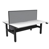 RAPIDLINE BOOST CRANK BACK TO BACK WORKSTATION WITH CABLE TRAY AND SCREEN 1800 X 1500 X 705MM NATURAL WHITE TOP AND BLACK SATIN FRAME