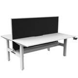 RAPIDLINE BOOST CRANK BACK TO BACK WORKSTATION WITH CABLE TRAY AND SCREEN 1800 X 1500 X 705MM NATURAL WHITE TOP AND WHITE SATIN FRAME