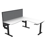 RAPIDLINE BOOST CRANK CORNER WORKSTATION WITH SCREEN 1800 X 1500 X 750MM NATURAL WHITE TOP AND BLACK SATIN FRAME