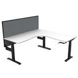 RAPIDLINE BOOST CRANK CORNER WORKSTATION WITH SCREEN 1800 X 1800 X 750MM NATURAL WHITE TOP AND BLACK SATIN FRAME