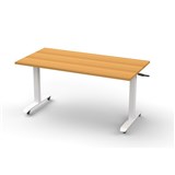 RAPIDLINE BOOST HEIGHT ADJUST FLIP TOP TABLE 1500 X 750 X 725MM BEECH TOP AND WHITE PC FRAME